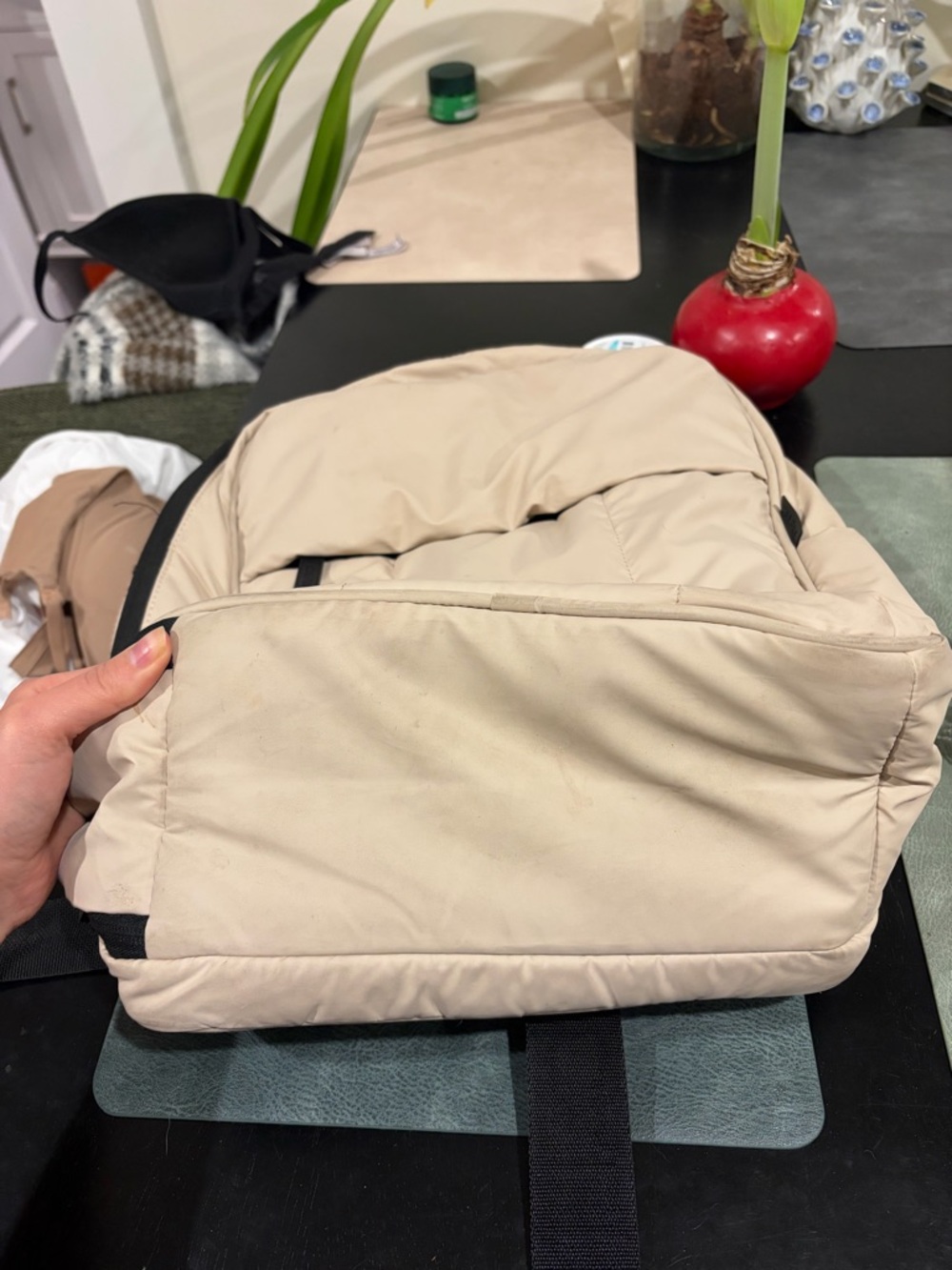 Calpak Luka 15” Cream Backpack with Black Trim - Picture 9 of 11